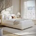 Cream Jacquard Fabric Double Side-Lift Ottoman Bed with Cushioned Headboard - Ciara