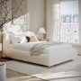 Cream Fabric Double Side-Lift Ottoman Bed with Cushioned Headboard - Ciara