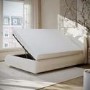 Cream Fabric Double Side-Lift Ottoman Bed with Cushioned Headboard - Ciara