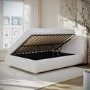 Cream Fabric Double Side-Lift Ottoman Bed with Cushioned Headboard - Ciara