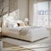 Cream Jacquard Fabric King Side-Lift Ottoman Bed with Cushioned Headboard - Ciara