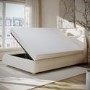 Cream Fabric King Side-Lift Ottoman Bed with Cushioned Headboard - Ciara