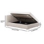 Cream Fabric King Side-Lift Ottoman Bed with Cushioned Headboard - Ciara