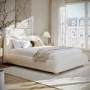 Cream Fabric Double Side-Lift Ottoman Bed with Cushioned Headboard - Ciara