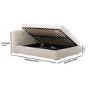 Cream Fabric Double Side-Lift Ottoman Bed with Cushioned Headboard - Ciara