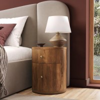 Mango Wood Round 2 Drawer Bedside Table – Chakra