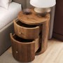 Mango Wood Round 2 Drawer Bedside Table – Chakra