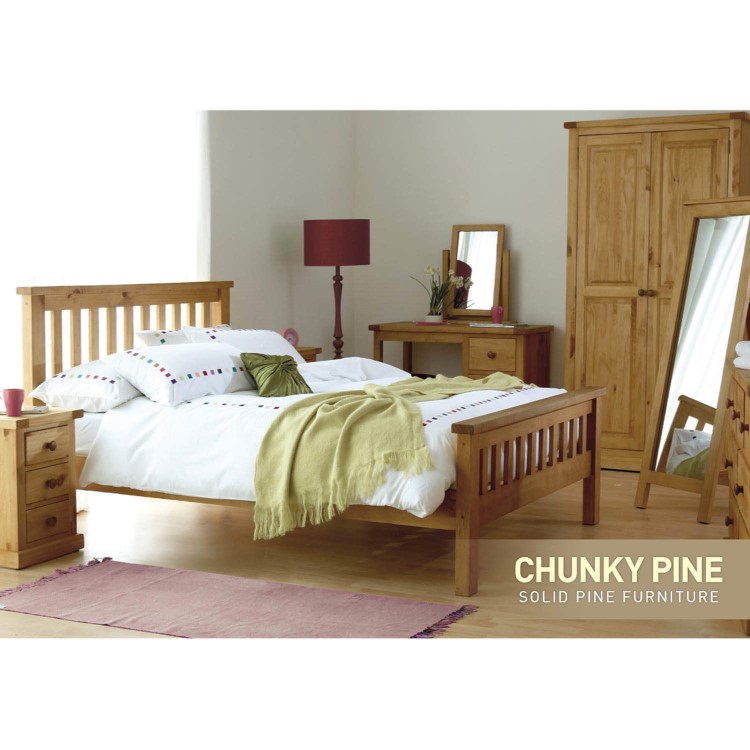 Chunky Solid Pine 3 Door Triple Wardrobe