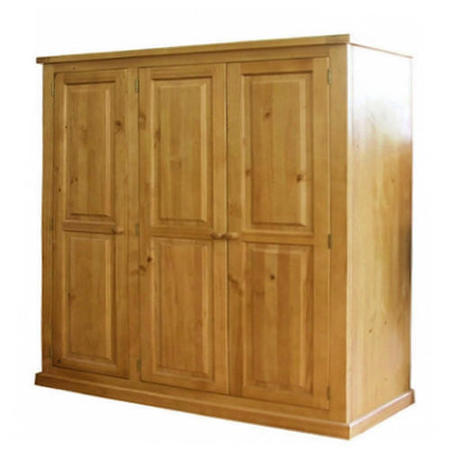 Chunky Solid Pine 3 Door Triple Wardrobe