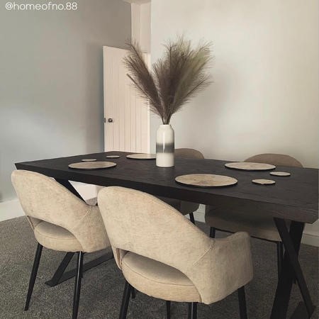 GRADE A2 Set of Beige Fabric Dining Chairs Colbie Furniture123