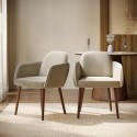 CLA002 Set of 2 Beige Upholstered Carver Dining Chairs - Claudia