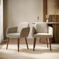 Set of 2 Taupe Chenille Carver Dining Chairs with Contrast Piped Detail - Claudia