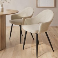 ALMOST PERFECT - Set of 2 Beige Fabric Dining Chairs - Colbie ALMOST PERFECT - Set of 2 Beige Fabric Dining Chairs - Colbie