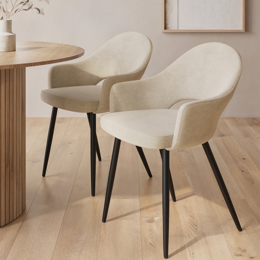 ALMOST PERFECT - Set of 2 Beige Fabric Dining Chairs - Colbie