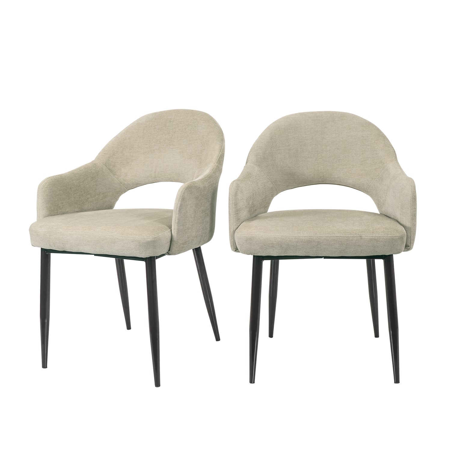 Photo of Set of 2 beige fabric dining chairs - colbie