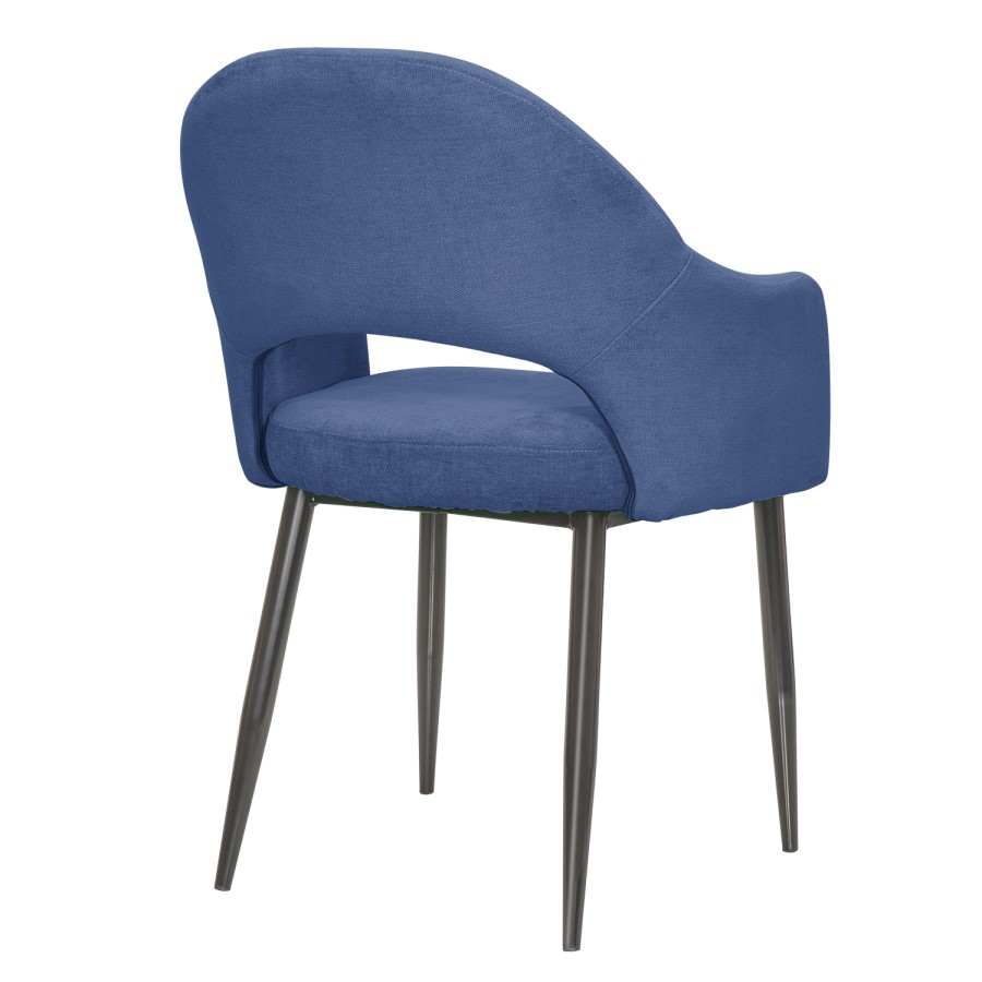 GRADE A1 - Pair of Blue Dining Chairs in Chenille Fabric - Colbie