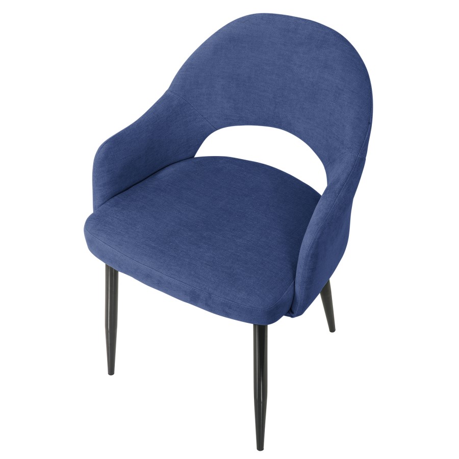 GRADE A1 - Pair of Blue Dining Chairs in Chenille Fabric - Colbie