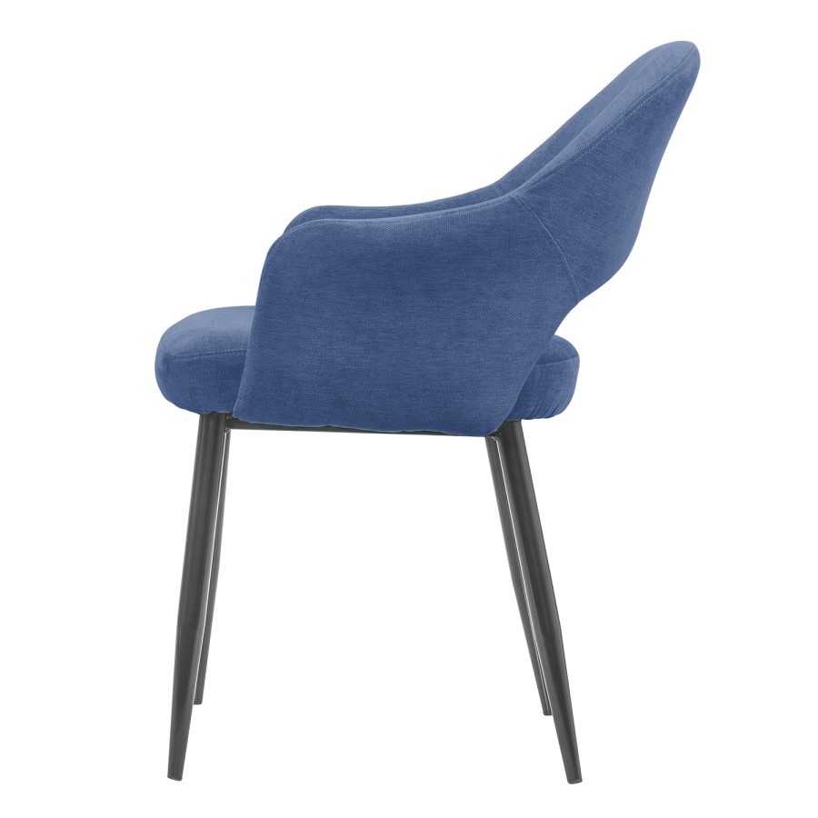 GRADE A1 - Pair of Blue Dining Chairs in Chenille Fabric - Colbie