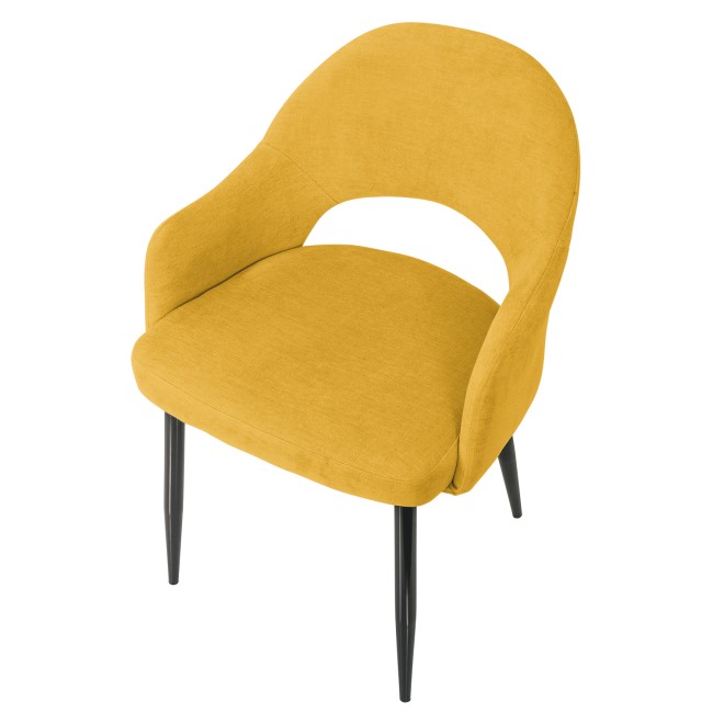 GRADE A1 - Set of 2 Mustard Yellow Fabric Dining Chairs - Colbie