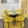 GRADE A1 - Set of 2 Mustard Yellow Fabric Dining Chairs - Colbie