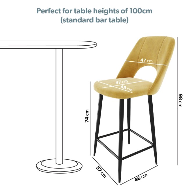 Fabric Mustard Bar Stool  74cm - Colbie