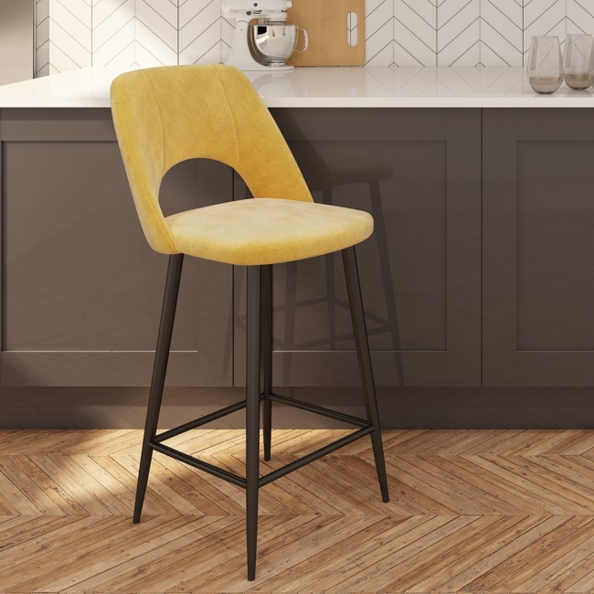 Fabric Mustard Bar Stool  74cm - Colbie