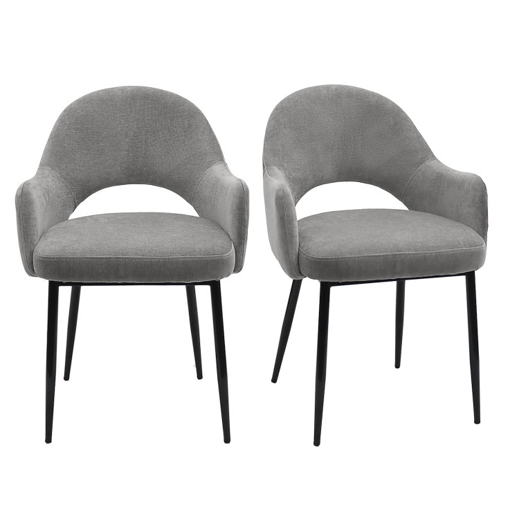 ONLY OPENED - Set of 2 Grey Fabric Dining Chairs - Colbie