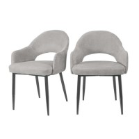 GRADE A2 - Set of 2 Grey Fabric Dining Chairs - Colbie