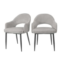 ONLY OPENED - Set of 2 Grey Fabric Dining Chairs - Colbie ONLY OPENED - Set of 2 Grey Fabric Dining Chairs - Colbie