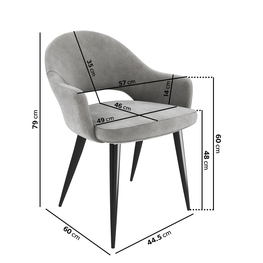 ONLY OPENED - Set of 2 Grey Fabric Dining Chairs - Colbie