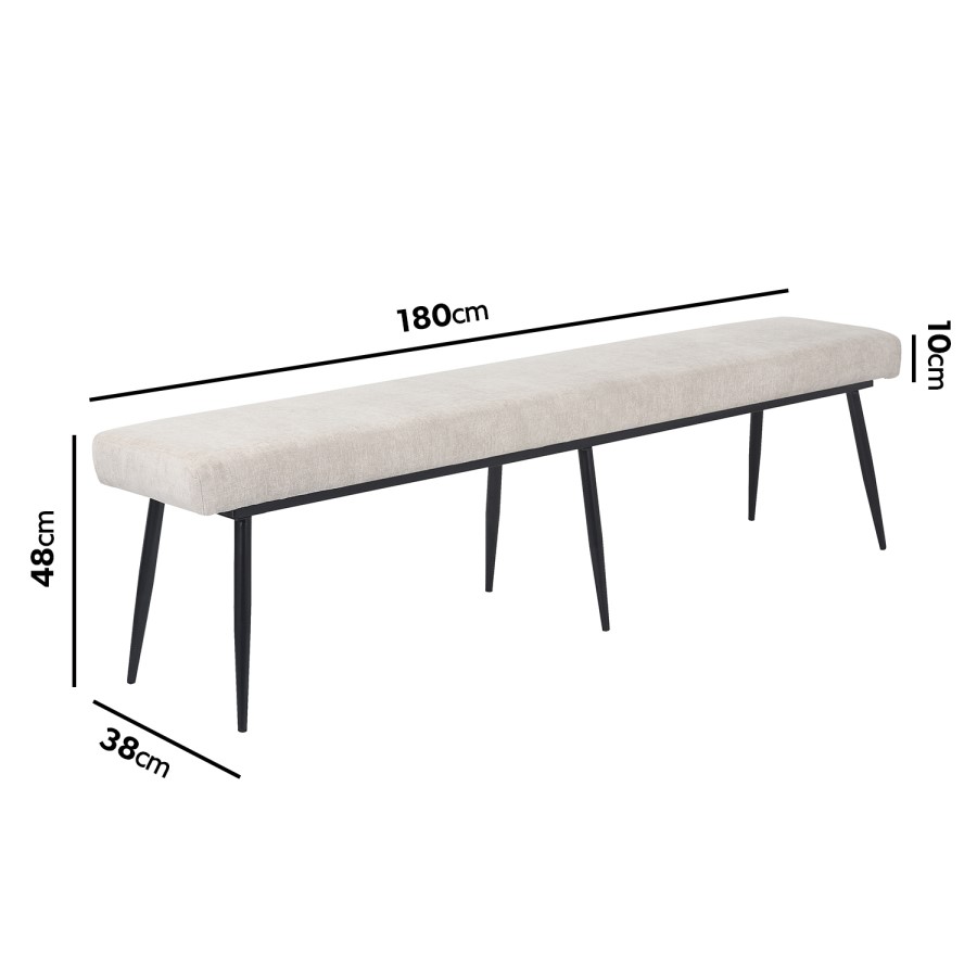 GRADE A1 - Colbie Beige Chenille Large Dining Bench
