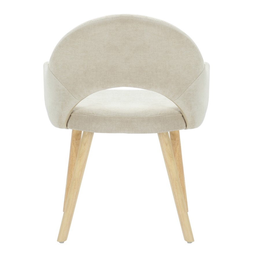 Set of 2 Beige Fabric Dining Chairs with Oak Legs - Colbie
