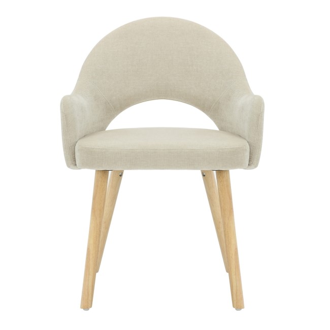 ONLY OPENED - Set of 2 Beige Fabric Dining Chairs with Oak Legs - Colbie