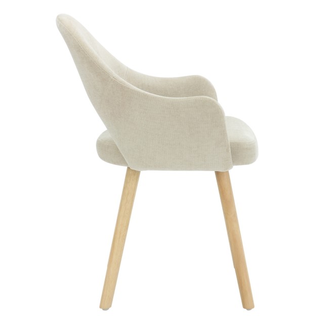 ONLY OPENED - Set of 2 Beige Fabric Dining Chairs with Oak Legs - Colbie