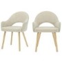 Set of 2 Beige Fabric Dining Chairs with Oak Legs - Colbie