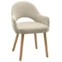 GRADE A1 - Set of 2 Beige Fabric Dining Chairs with Oak Legs - Colbie