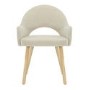 Set of 2 Beige Fabric Dining Chairs with Oak Legs - Colbie