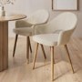 Set of 2 Beige Fabric Dining Chairs with Oak Legs - Colbie