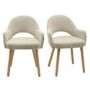ALMOST PERFECT - Set of 2 Beige Fabric Dining Chairs with Oak Legs - Colbie