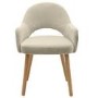 Set of 2 Beige Fabric Dining Chairs with Oak Legs - Colbie