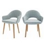 GRADE A1 - Set of 2 Blue Herringbone Fabric Dining Chairs with Oak Legs - Colbie