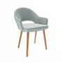 GRADE A1 - Set of 2 Blue Herringbone Fabric Dining Chairs with Oak Legs - Colbie