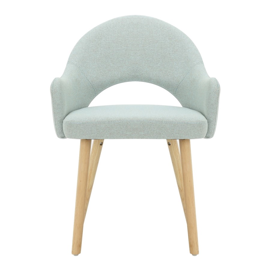 Set of 2 Blue Herringbone Fabric Dining Chairs with Oak Legs - Colbie