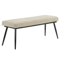 GRADE A2 - Large Beige Chenille Dining Bench - Seats 2 - Colbie