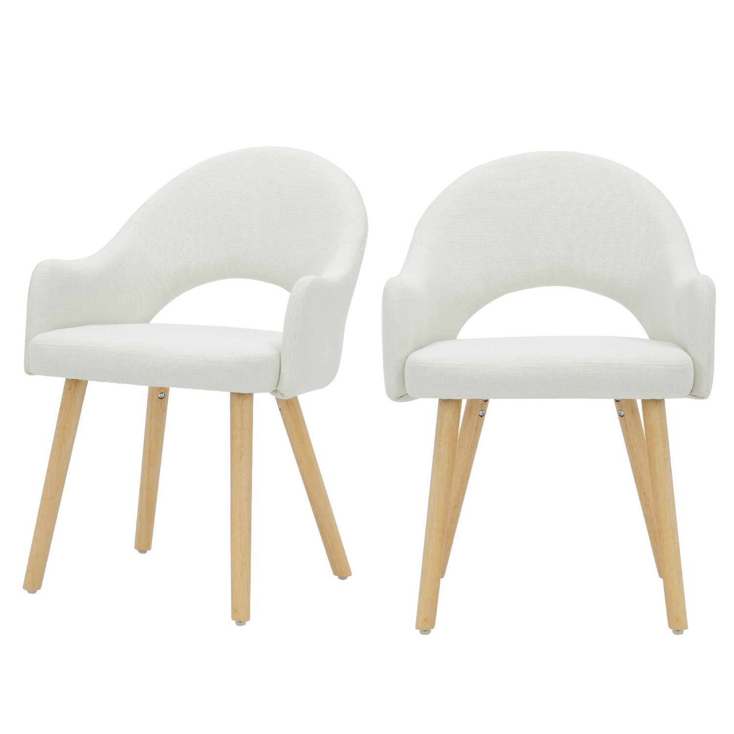 Photo of Set of 2 cream recycled fabric dining chairs with oak legs - colbie