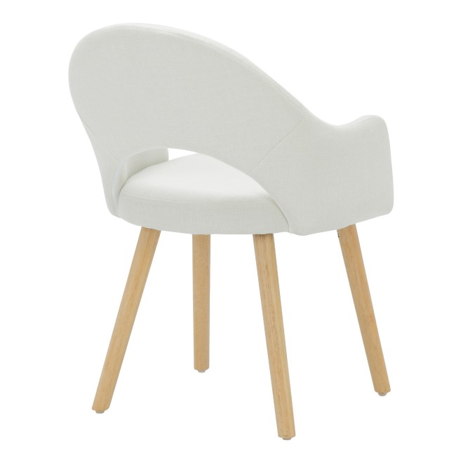 Set of 2 Cream Recycled Fabric Dining Chairs with Oak Legs - Colbie