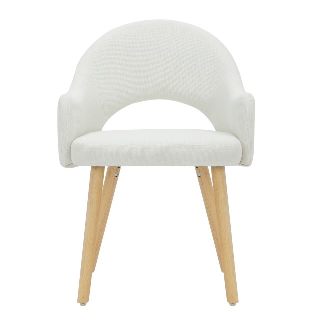 Set of 2 Cream Recycled Fabric Dining Chairs with Oak Legs - Colbie