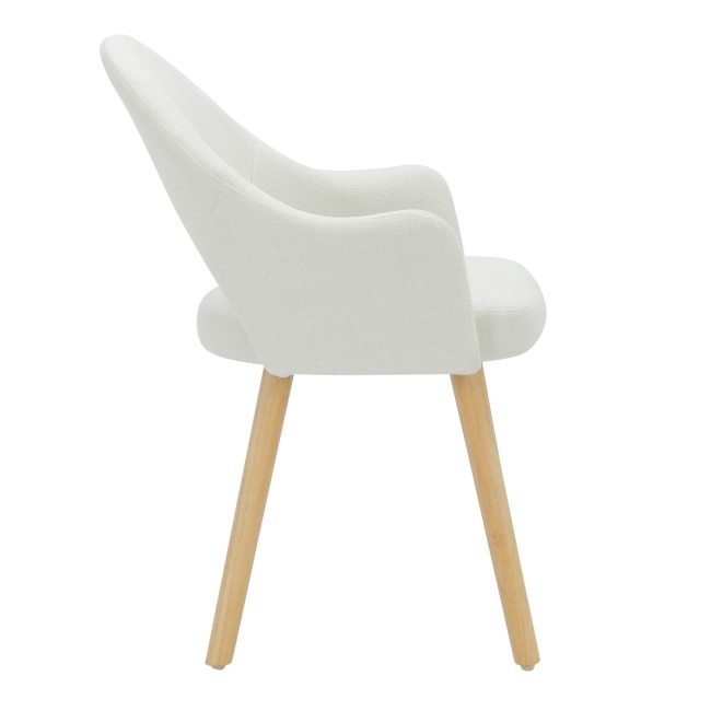 Set of 2 Cream Recycled Fabric Dining Chairs with Oak Legs - Colbie