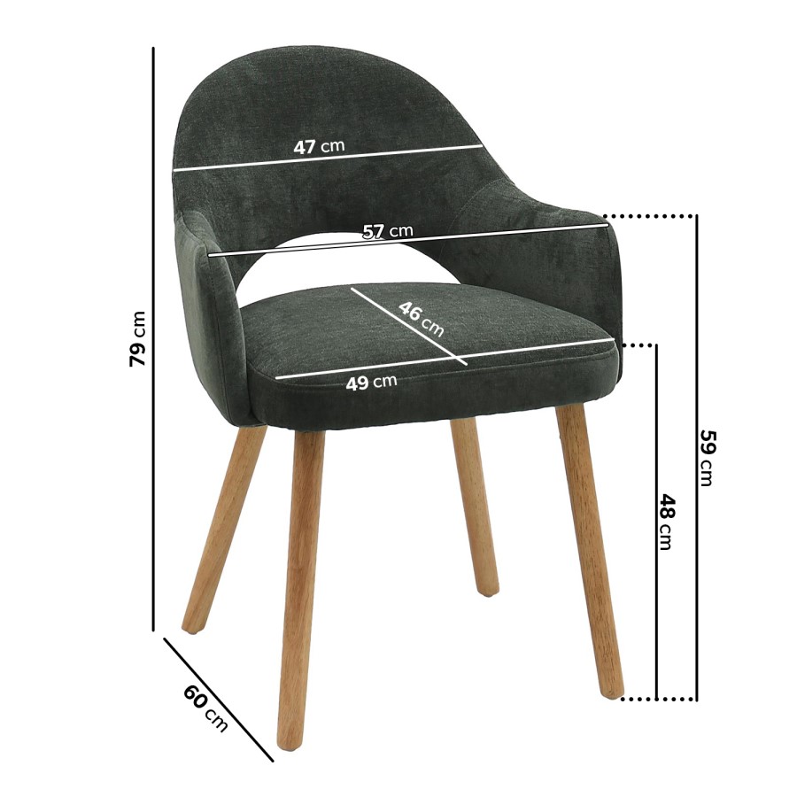Set of 2 Green Upholstered Dining Chairs with Oak Legs - Colbie