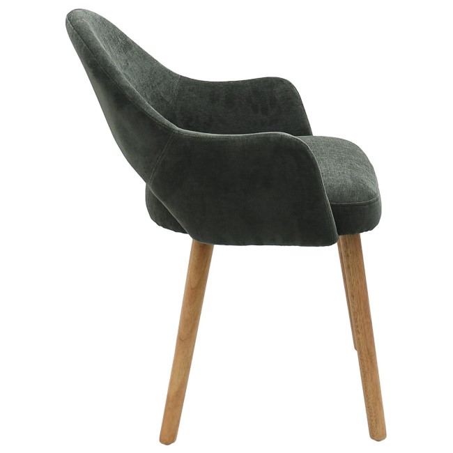 Set of 2 Green Fabric Dining Chairs with Oak Legs - Colbie